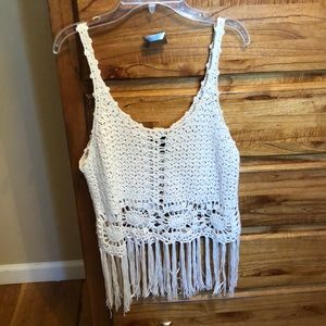 Knitted Fringe Tank Top